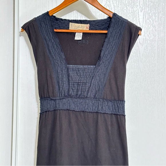 Vintage Y2K Billabong Summer Black Babydoll Midi Dress Cotton Linen Size Large - Picture 5 of 12